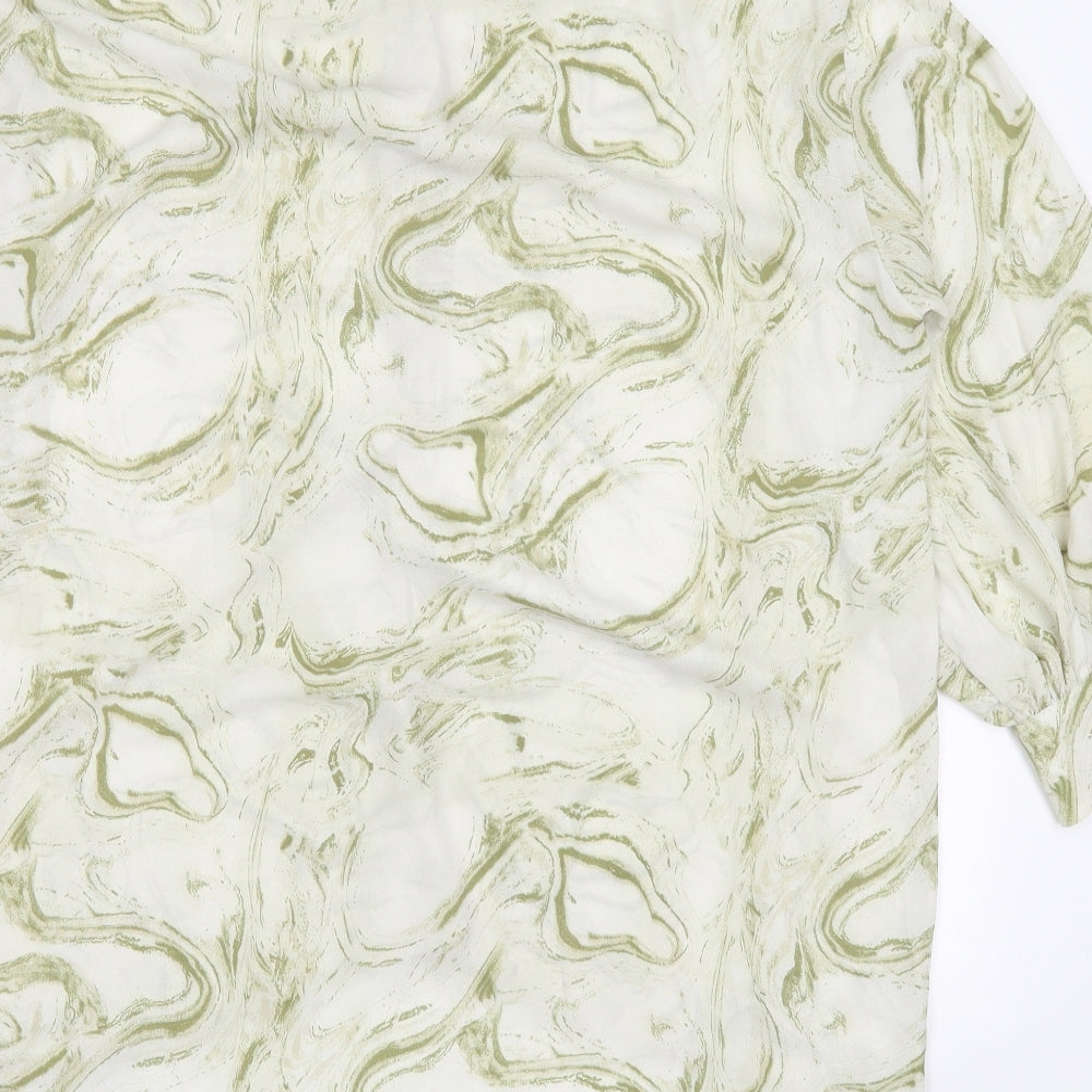 SheIn Womens Green  Polyester Basic Button-Up Size M Collared - Abstract