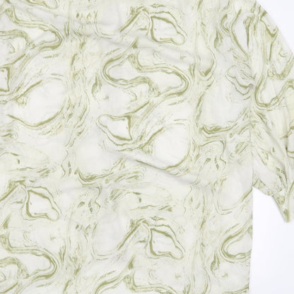 SheIn Womens Green  Polyester Basic Button-Up Size M Collared - Abstract