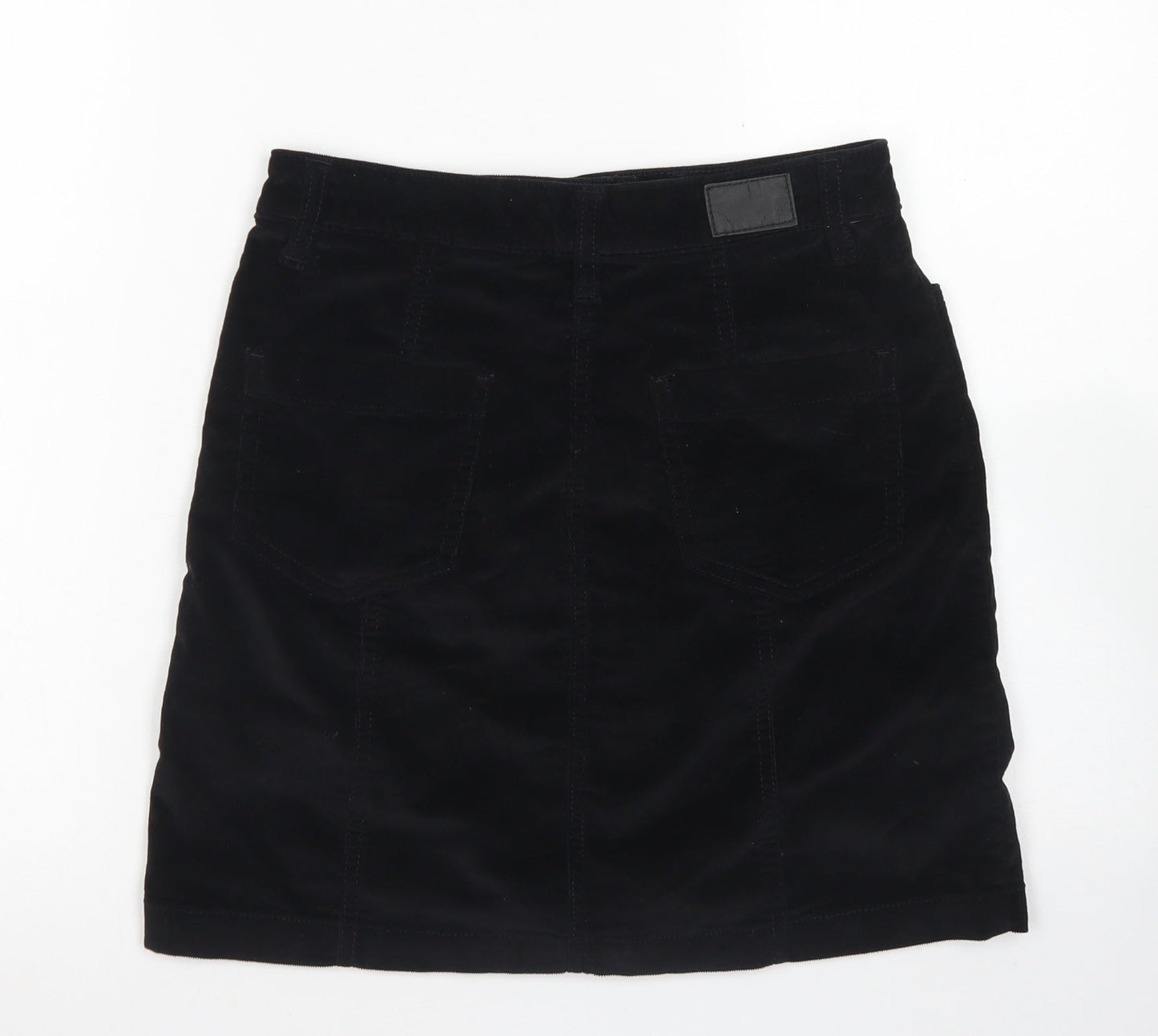 NEXT Womens Black  Cotton A-Line Skirt Size 6   Button