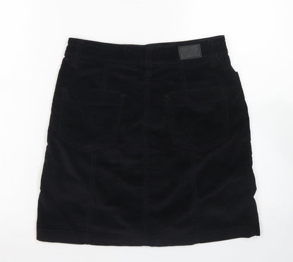 NEXT Womens Black  Cotton A-Line Skirt Size 6   Button