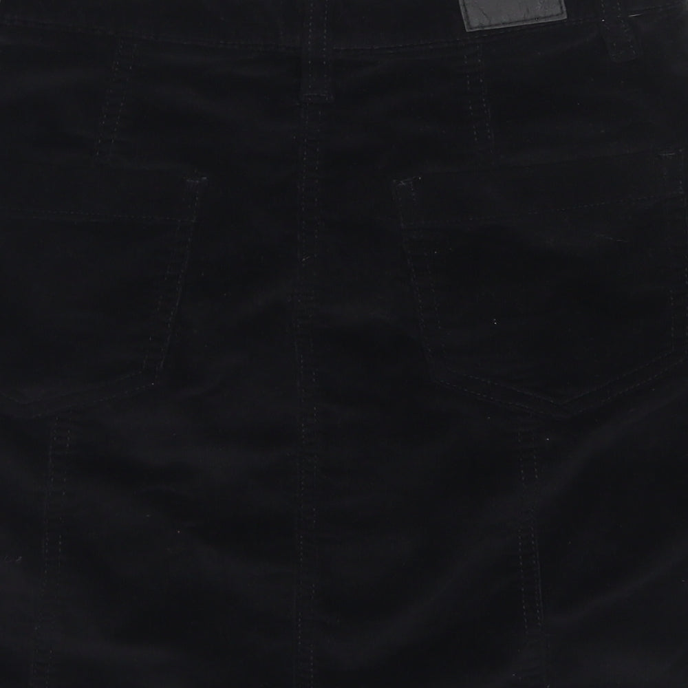 NEXT Womens Black  Cotton A-Line Skirt Size 6   Button