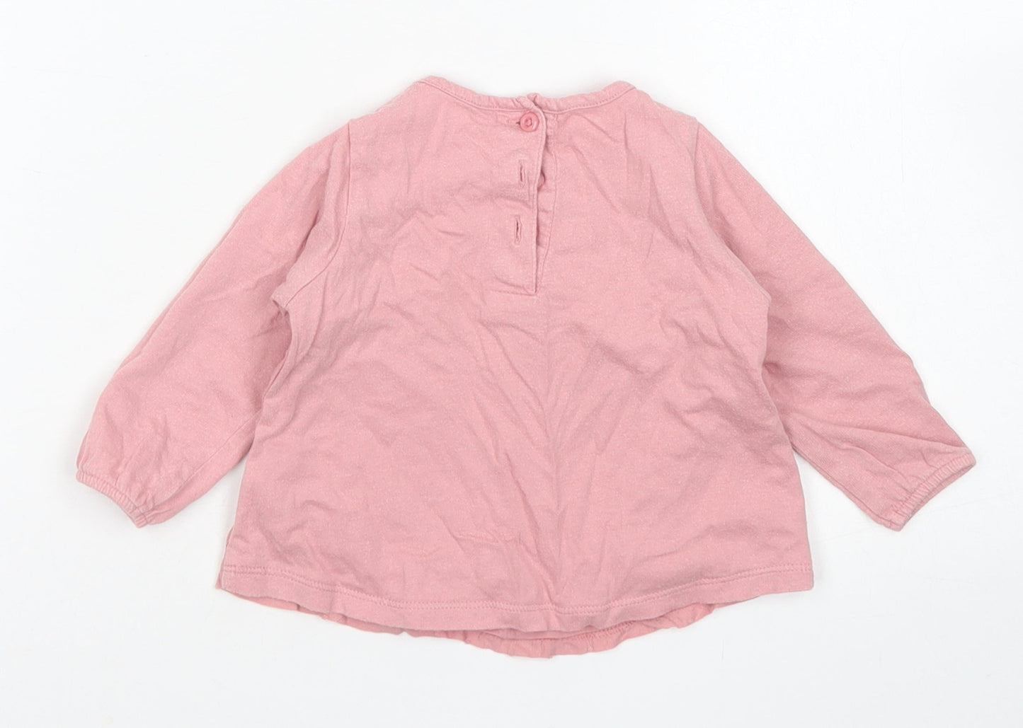 Matalan Girls Pink Polka Dot Cotton Basic T-Shirt Size 3-6 Months Crew Neck Button