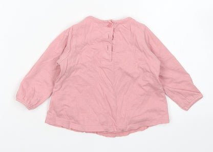 Matalan Girls Pink Polka Dot Cotton Basic T-Shirt Size 3-6 Months Crew Neck Button