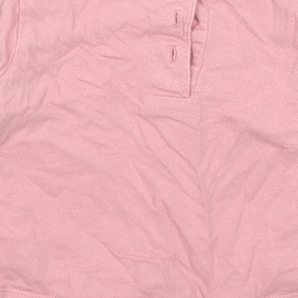 Matalan Girls Pink Polka Dot Cotton Basic T-Shirt Size 3-6 Months Crew Neck Button