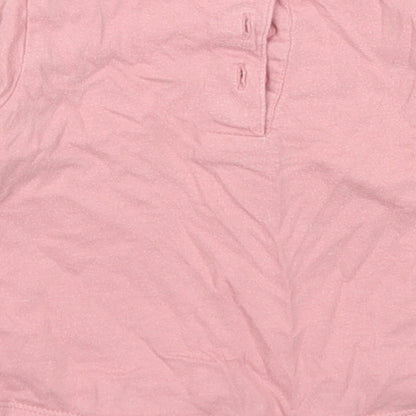 Matalan Girls Pink Polka Dot Cotton Basic T-Shirt Size 3-6 Months Crew Neck Button