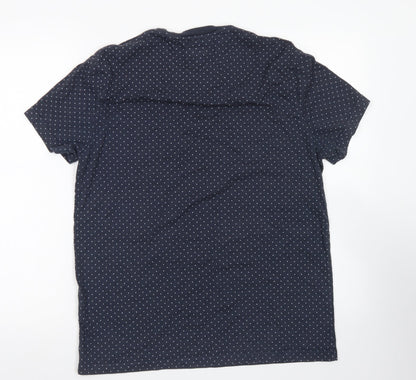 Jack Wills Mens Blue Polka Dot Cotton  T-Shirt Size M Crew Neck  - Chest Pocket