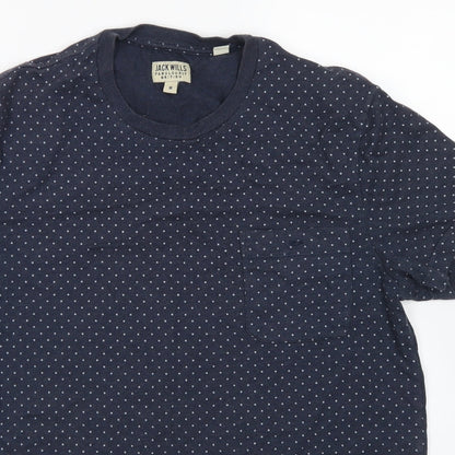 Jack Wills Mens Blue Polka Dot Cotton  T-Shirt Size M Crew Neck  - Chest Pocket
