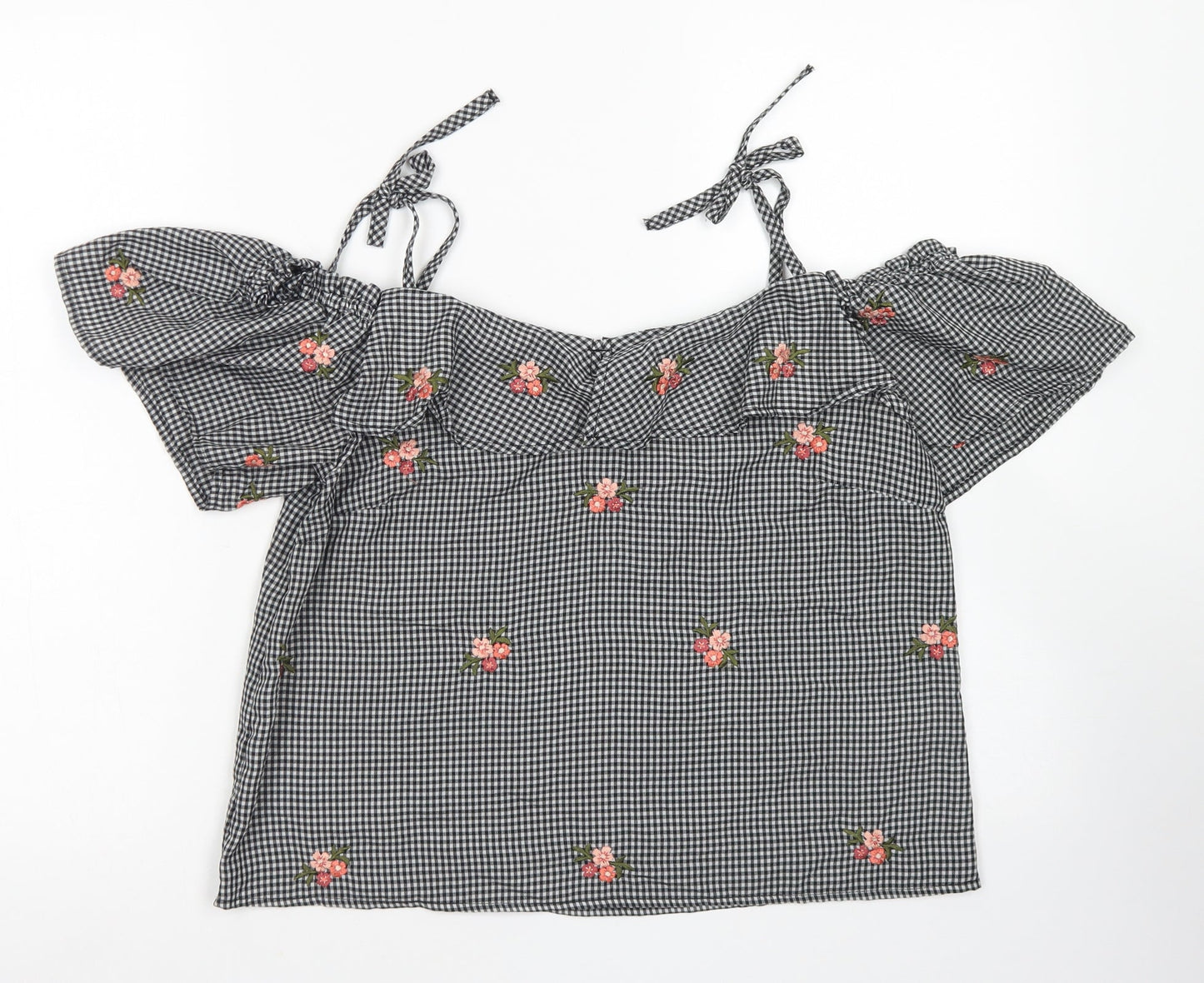 Womens UK Size 12 New Look Black Cropped Blouse