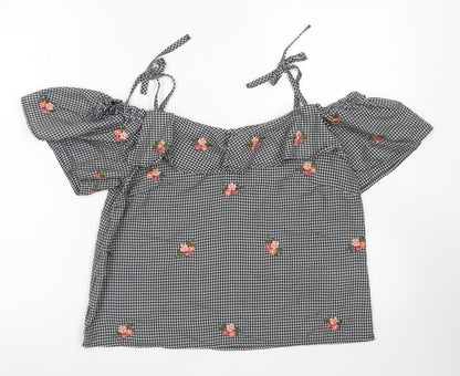 Womens UK Size 12 New Look Black Cropped Blouse