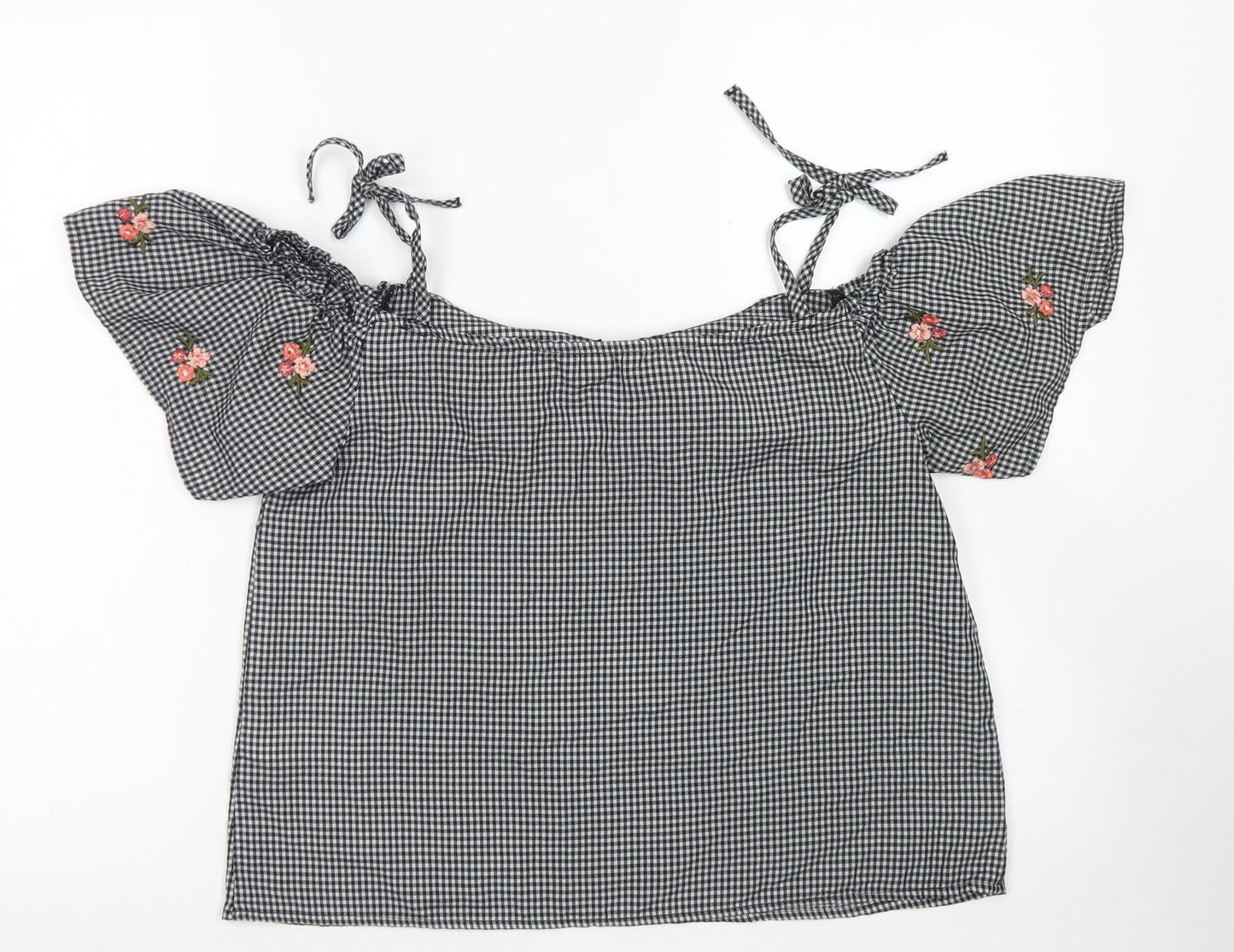 Womens UK Size 12 New Look Black Cropped Blouse