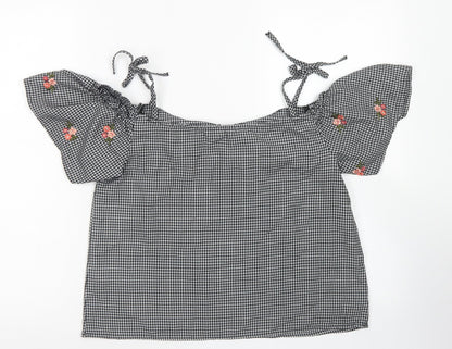 Womens UK Size 12 New Look Black Cropped Blouse