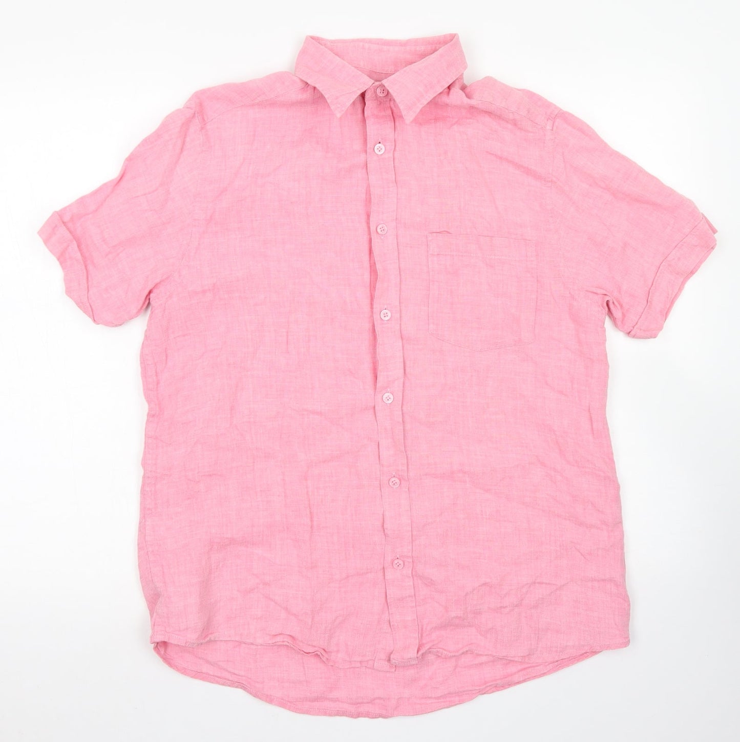 Mens UK Size M Blue Harbour Pink  Button-Up Short Sleeve Casual Shirt