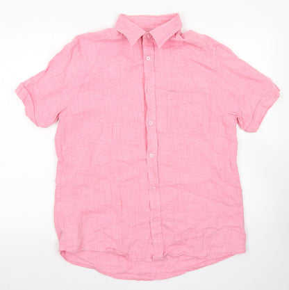 Mens UK Size M Blue Harbour Pink  Button-Up Short Sleeve Casual Shirt