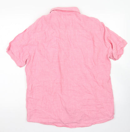 Mens UK Size M Blue Harbour Pink  Button-Up Short Sleeve Casual Shirt