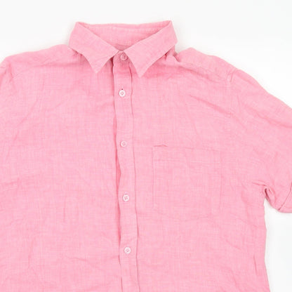 Mens UK Size M Blue Harbour Pink  Button-Up Short Sleeve Casual Shirt