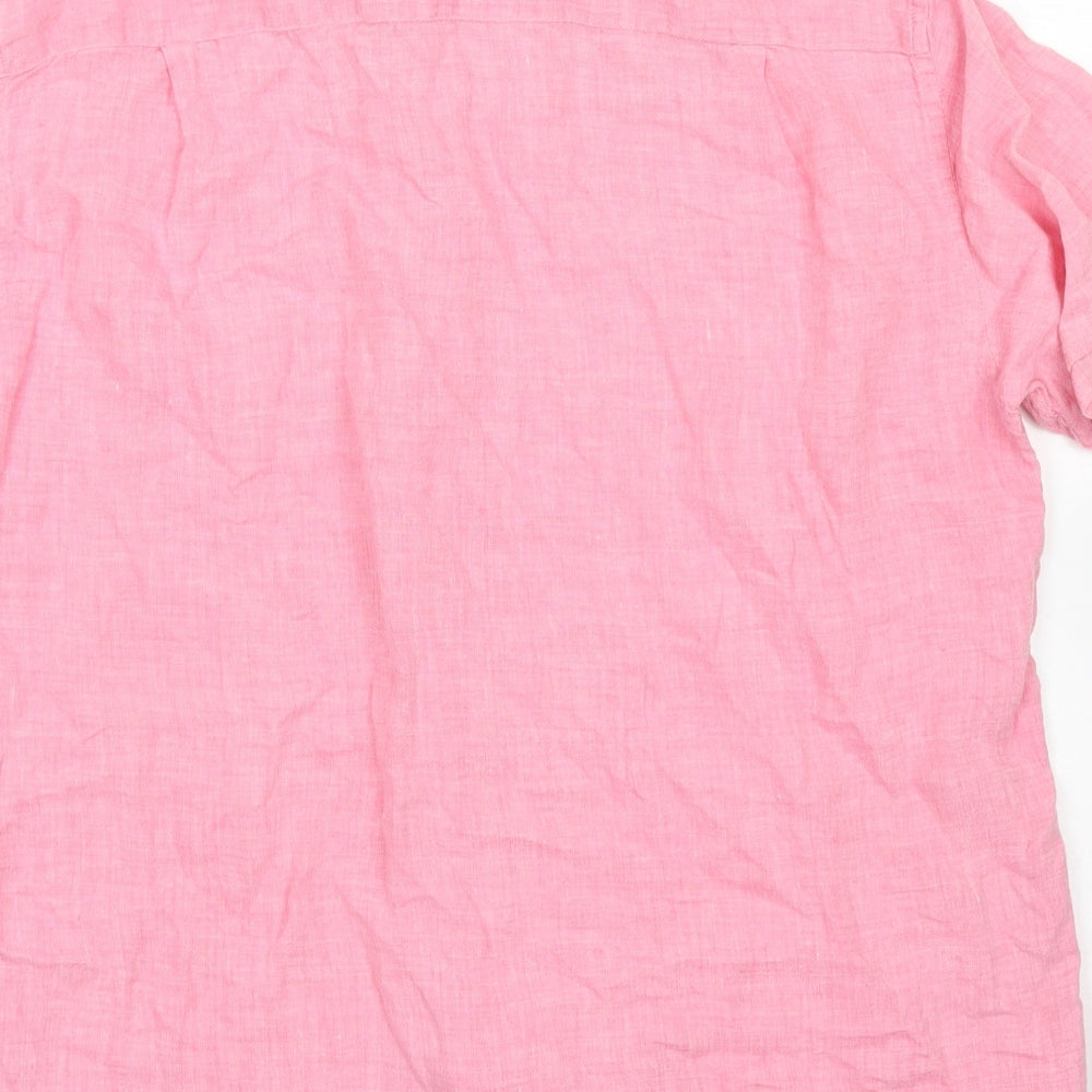 Mens UK Size M Blue Harbour Pink  Button-Up Short Sleeve Casual Shirt