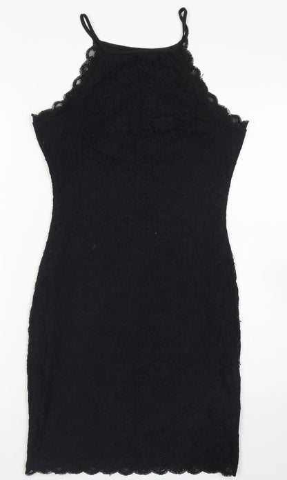New Look Womens Black  Nylon Bodycon  Size 8  Round Neck