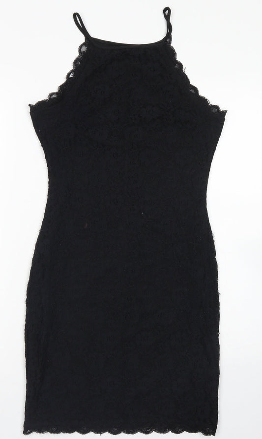 New Look Womens Black  Nylon Bodycon  Size 8  Round Neck