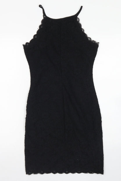 New Look Womens Black  Nylon Bodycon  Size 8  Round Neck