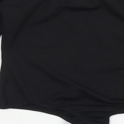 PRETTYLITTLETHING Womens Black  Polyester Bodysuit One-Piece Size 8  Snap - Bell Sleeve