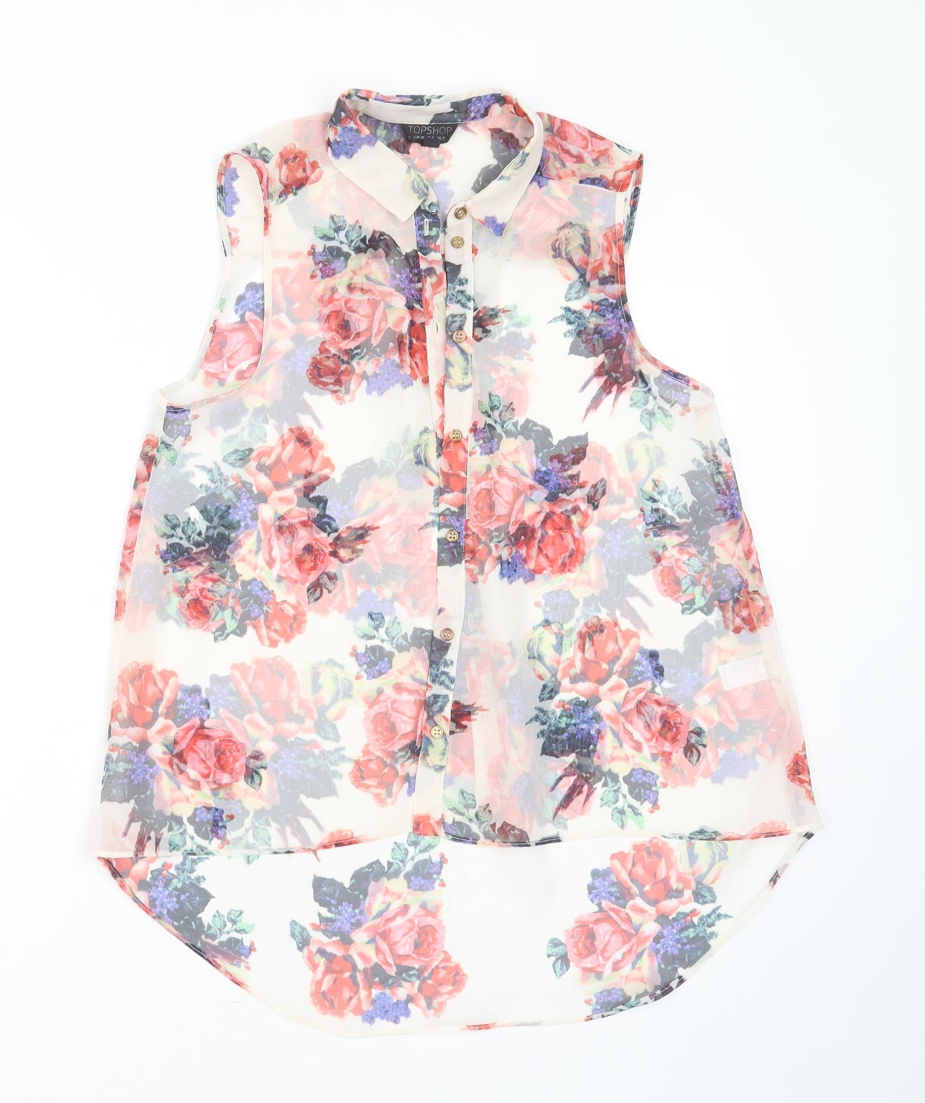 Womens UK Size 10 Topshop Ivory Basic Blouse