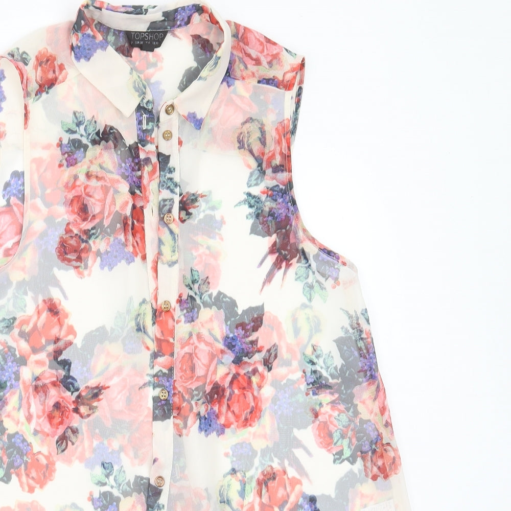 Womens UK Size 10 Topshop Ivory Basic Blouse