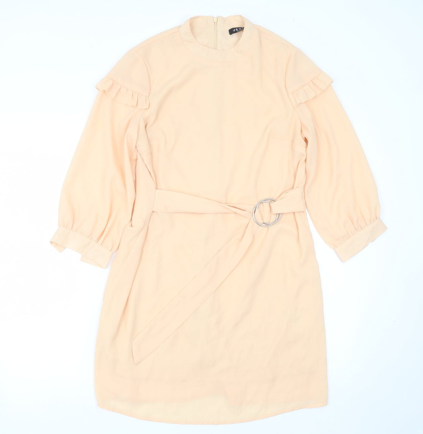 JEUVRE Womens Orange  Polyester Shift  Size 8  Round Neck