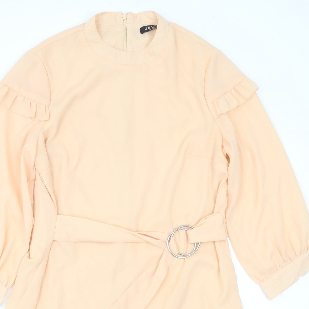 JEUVRE Womens Orange  Polyester Shift  Size 8  Round Neck