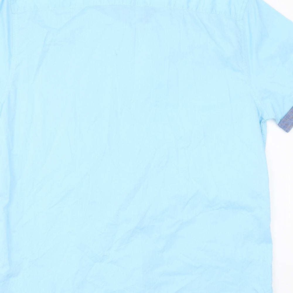 Mens UK Size M Easy Blue  Button-Up Short Sleeve Casual Shirt
