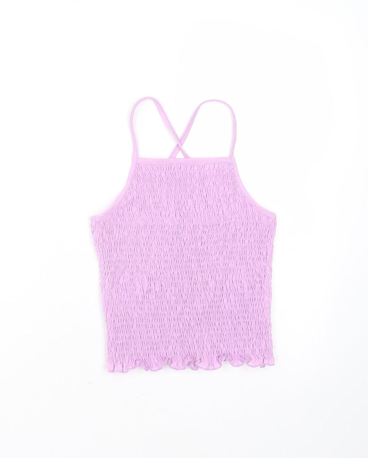 Additional front view of Candy girls’ purple polyester basic t-shirt, size 10, years square neck