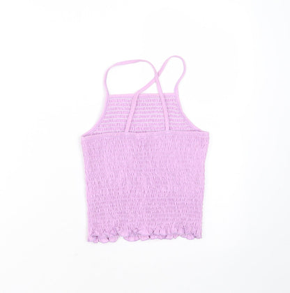 Back view of Candy girls’ purple polyester basic t-shirt, size 10, years square neck