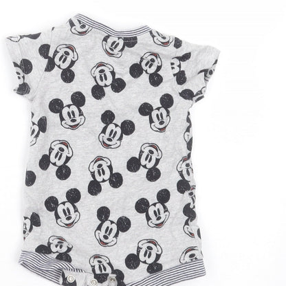NEXT Baby Grey  Cotton Babygrow One-Piece Size Newborn   - mickey mouse