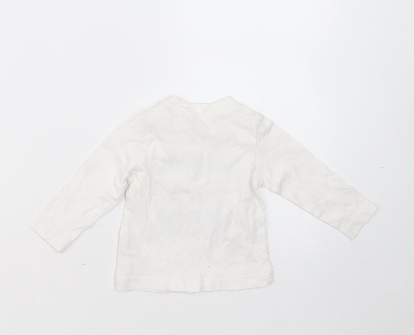 Baby M&Co Baby White  Cotton Basic T-Shirt Size 3-6 Months Round Neck  - Grandad is my superhero