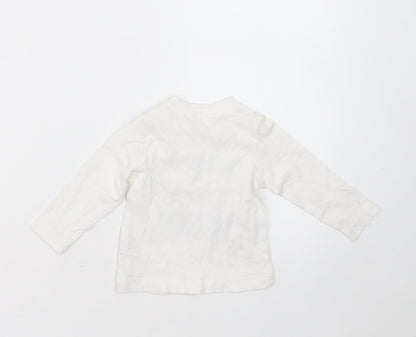 Baby M&Co Baby White  Cotton Basic T-Shirt Size 3-6 Months Round Neck  - Grandad is my superhero