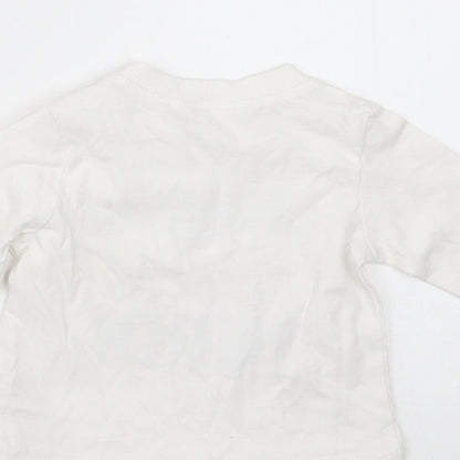 Baby M&Co Baby White  Cotton Basic T-Shirt Size 3-6 Months Round Neck  - Grandad is my superhero