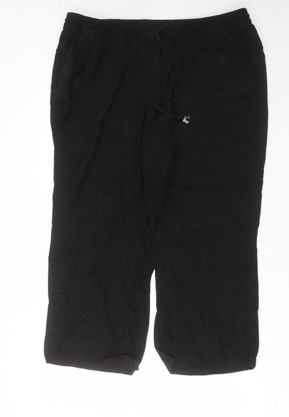 Bonmarché Womens Black  Linen Trousers  Size 20 L25 in Regular Drawstring