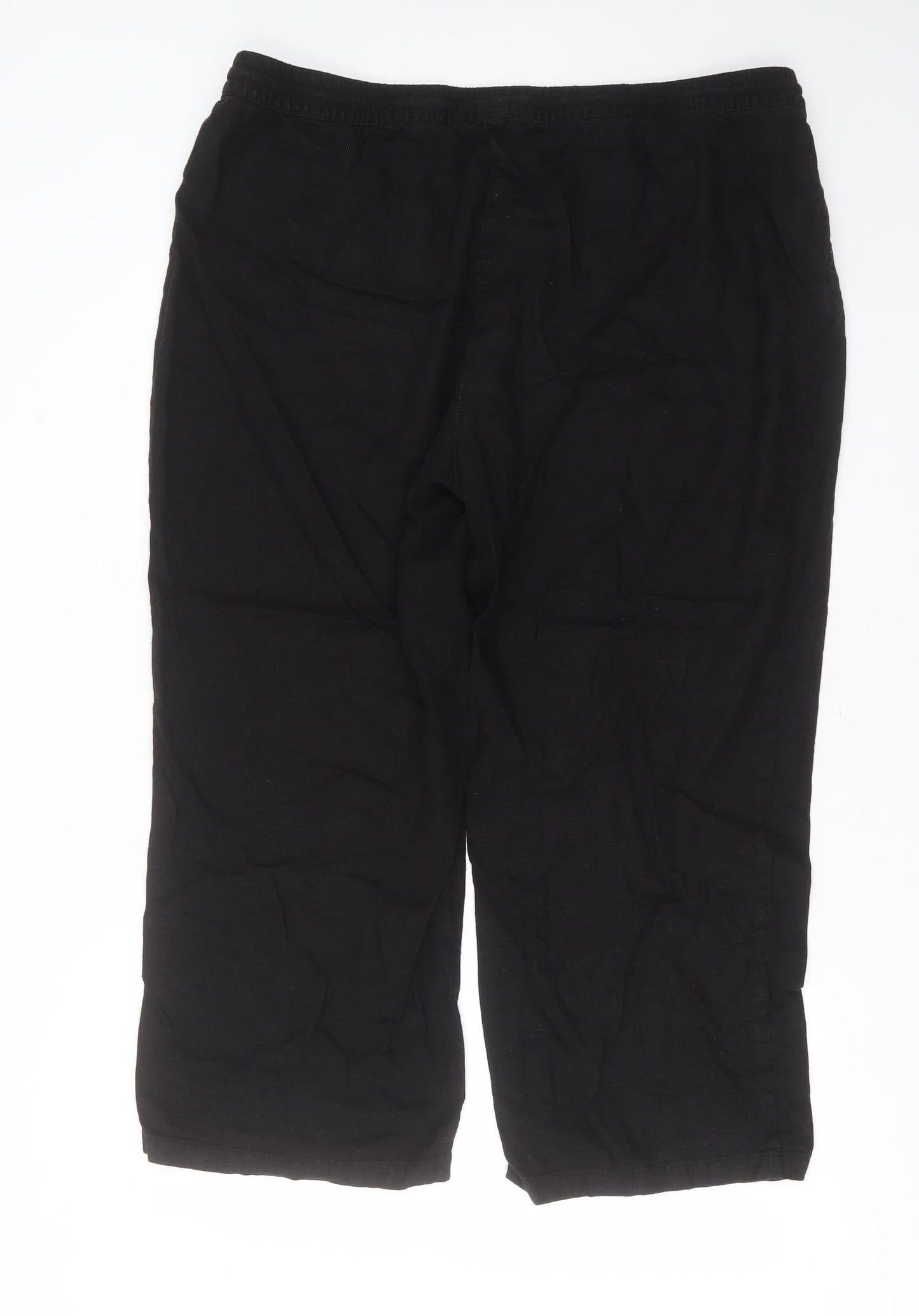 Bonmarché Womens Black  Linen Trousers  Size 20 L25 in Regular Drawstring