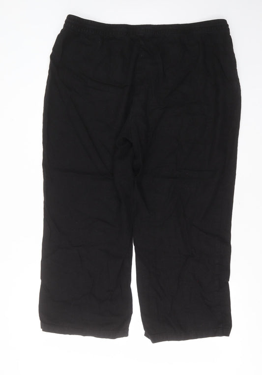 Bonmarché Womens Black  Linen Trousers  Size 20 L25 in Regular Drawstring