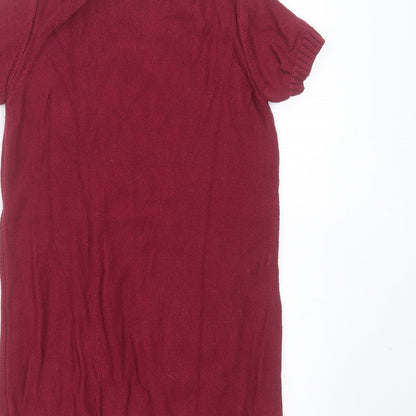 Young Dimension Girls Purple Geometric Cotton Jumper Dress  Size 5-6 Years  Round Neck