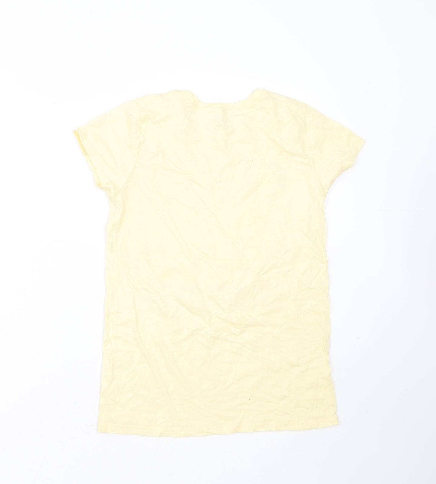 PLACE Girls Yellow  Cotton Basic T-Shirt Size 10 Years Round Neck  - snap queens