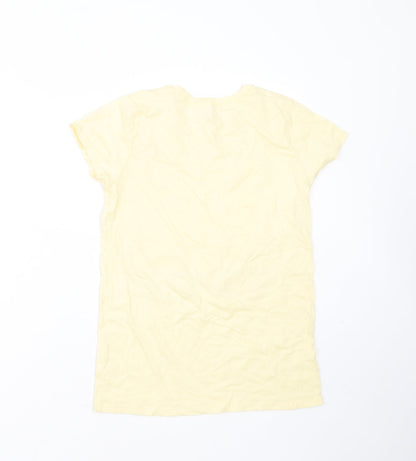 PLACE Girls Yellow  Cotton Basic T-Shirt Size 10 Years Round Neck  - snap queens