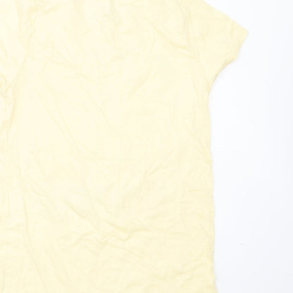 PLACE Girls Yellow  Cotton Basic T-Shirt Size 10 Years Round Neck  - snap queens