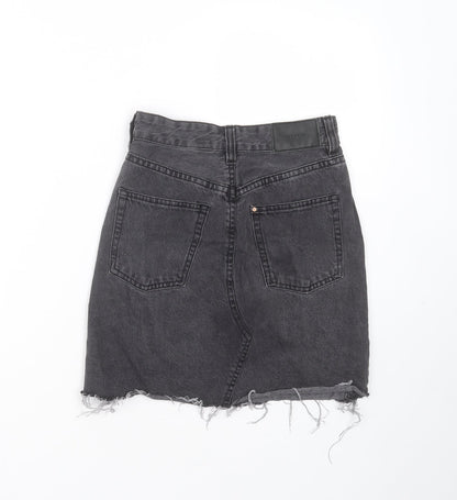 H&M Womens Grey  Cotton Mini Skirt Size 4    - Distressed hem