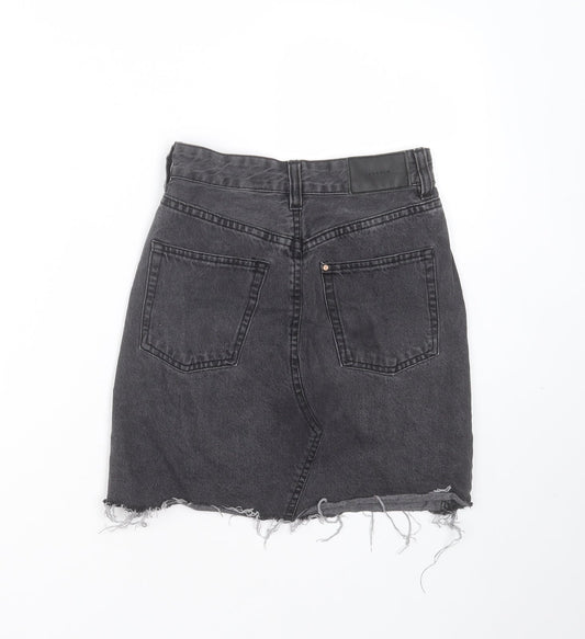 H&M Womens Grey  Cotton Mini Skirt Size 4    - Distressed hem