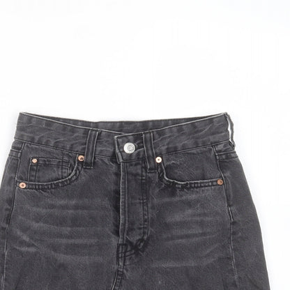 H&M Womens Grey  Cotton Mini Skirt Size 4    - Distressed hem