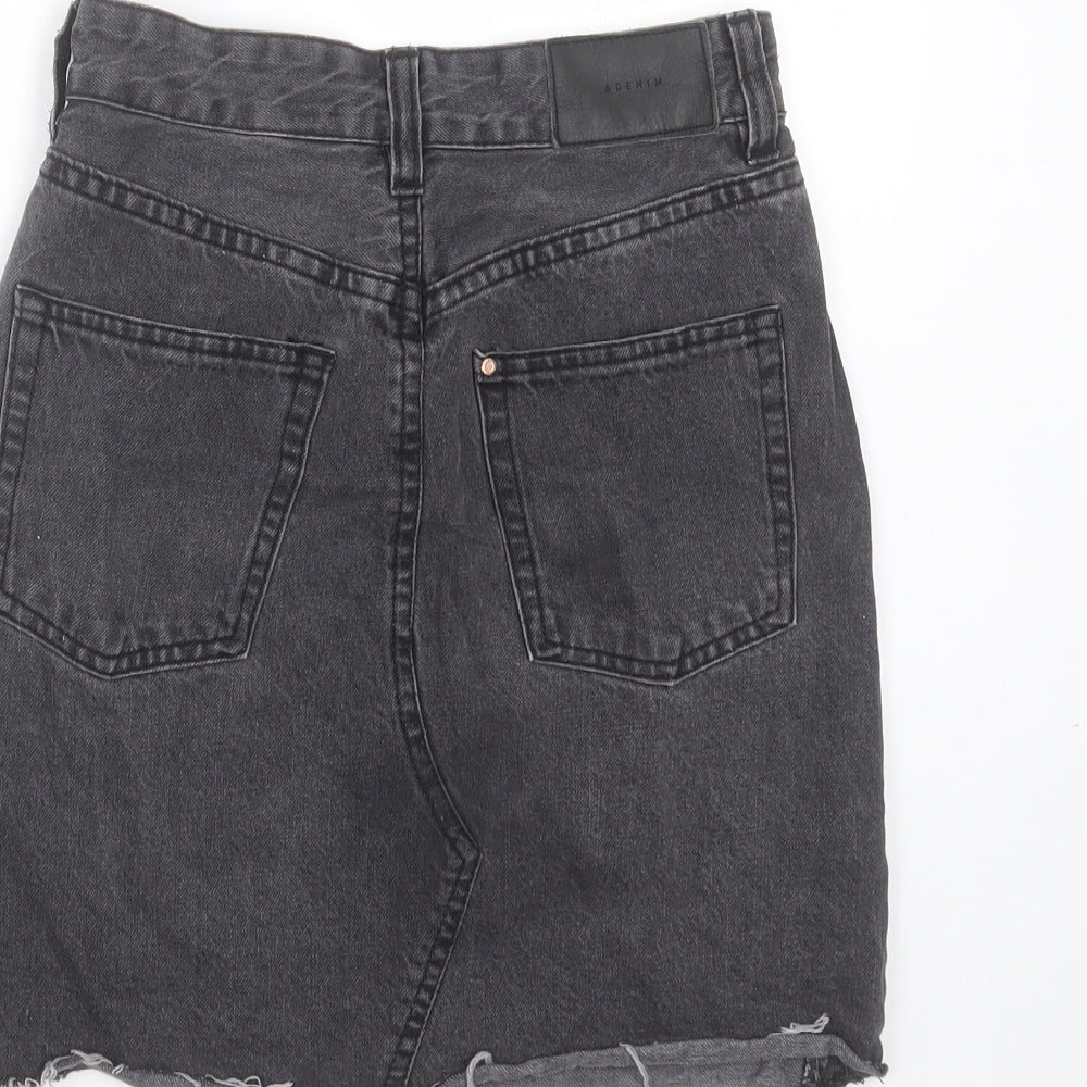 H&M Womens Grey  Cotton Mini Skirt Size 4    - Distressed hem