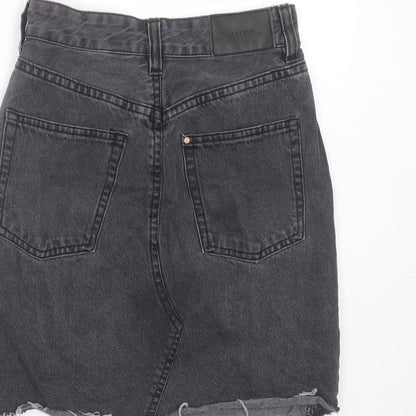 H&M Womens Grey  Cotton Mini Skirt Size 4    - Distressed hem