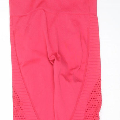 Preworn Womens Pink Striped Polyamide Compression Leggings Size M L25 in Extra-Slim