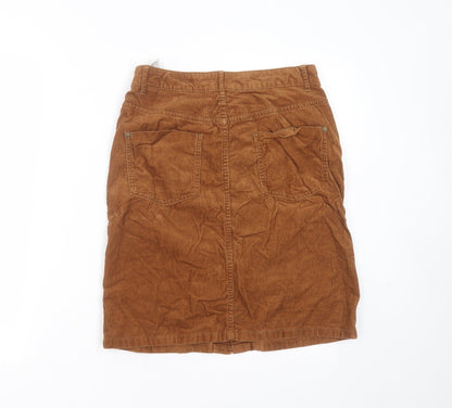 Marks and Spencer Womens Brown  Cotton A-Line Skirt Size 8   Button