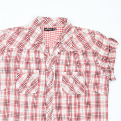 Primark Womens Red Plaid Cotton Basic Button-Up Size 8 Collared